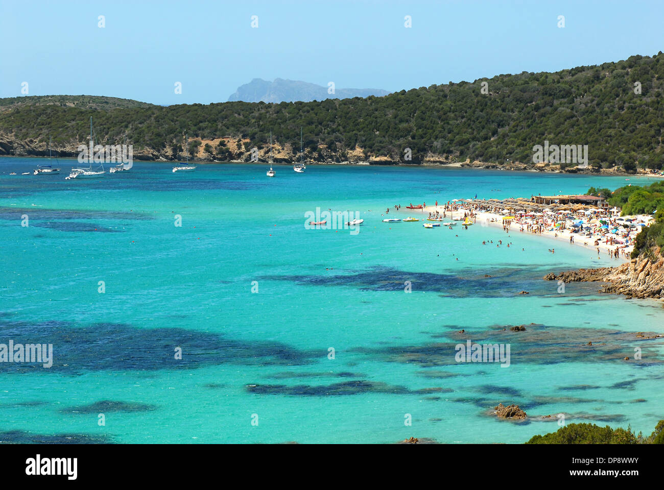 Porto Tramatzu, Teulada, Cagliari, Sardinien. Die herrlichen Farben des kristallklaren Meer von Porto Tramatzu Strand Stockfoto