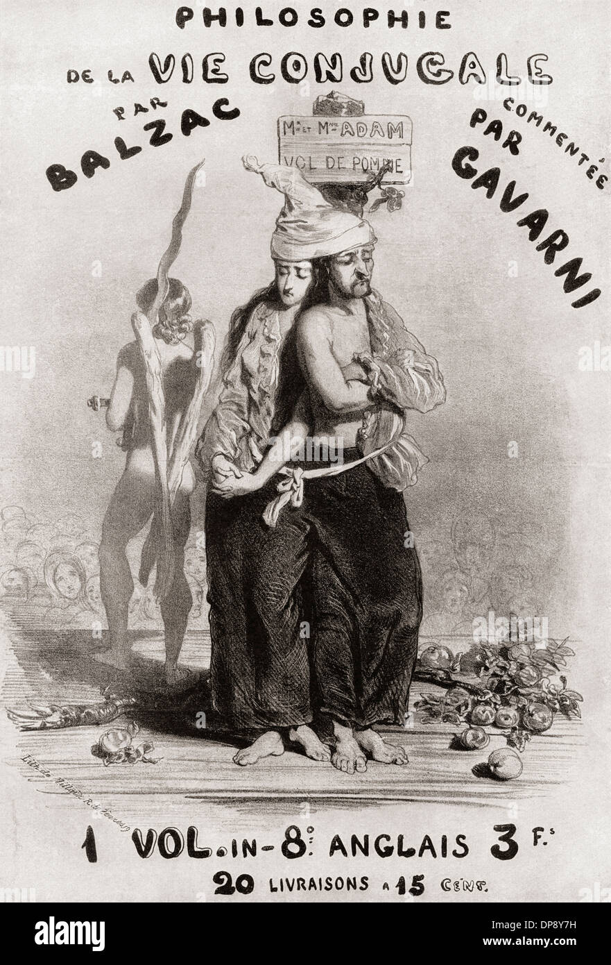 Illustration von Paul Gavarni für "Philosophie De La vie Conjugale" von Honoré de Balzac, 19. Jahrhundert. Stockfoto