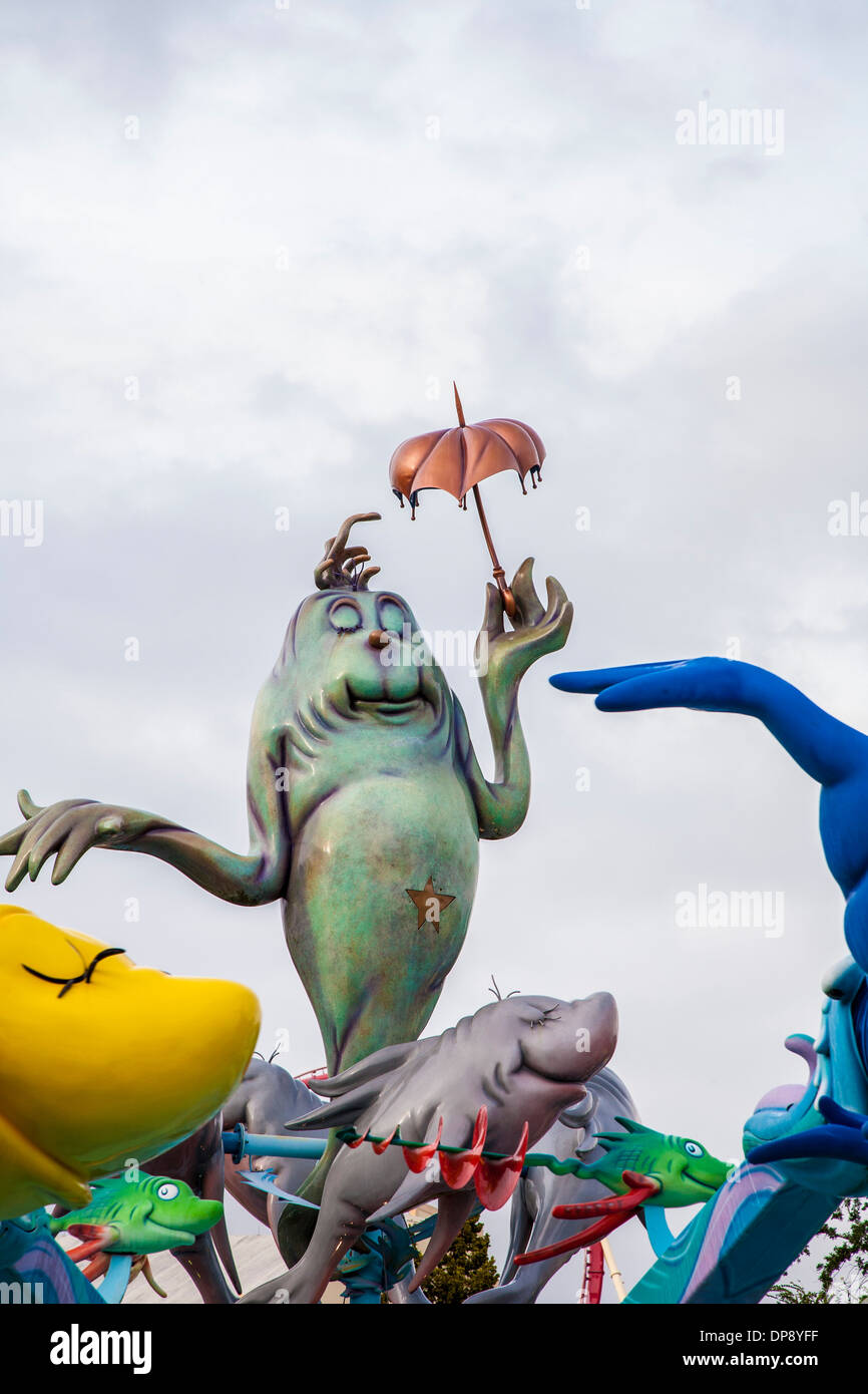Ein Fisch, Two Fish, Red Fish, Blue Fish fahren in Seuss Landing at Islands of Adventure in den Universal Studios Florida Stockfoto