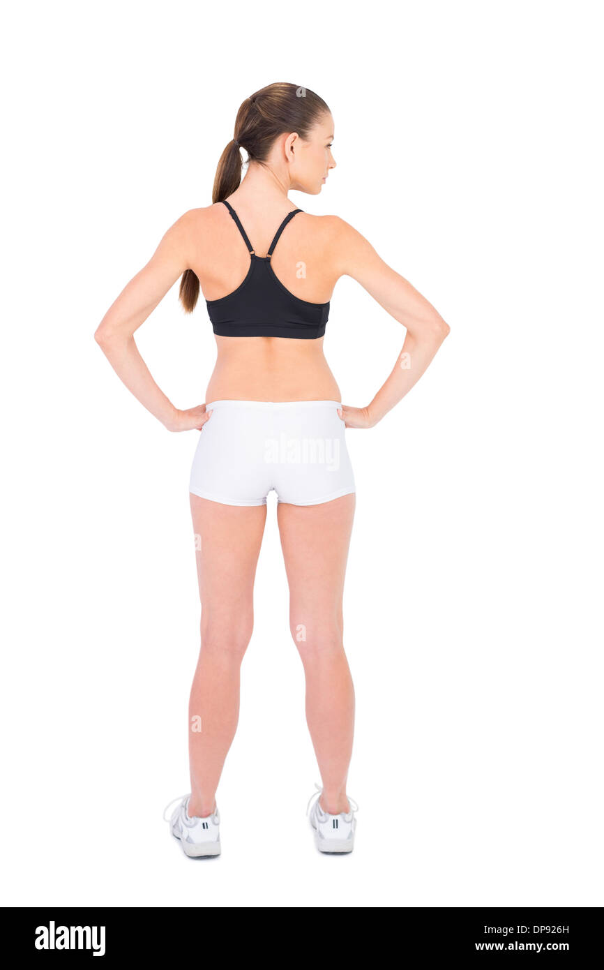Rückansicht des Fit Frau Sportswear Stockfoto