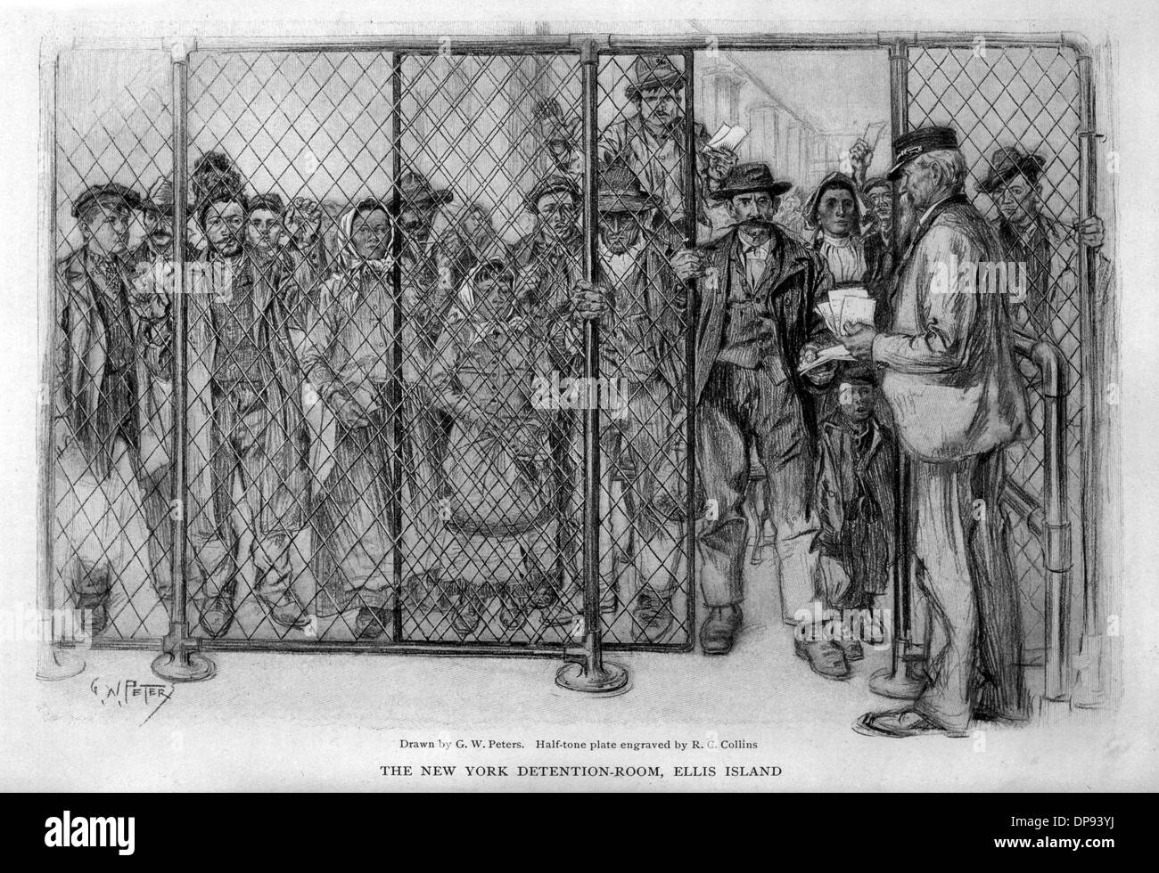 Einwanderer auf Ellis Island, New York Stockfoto