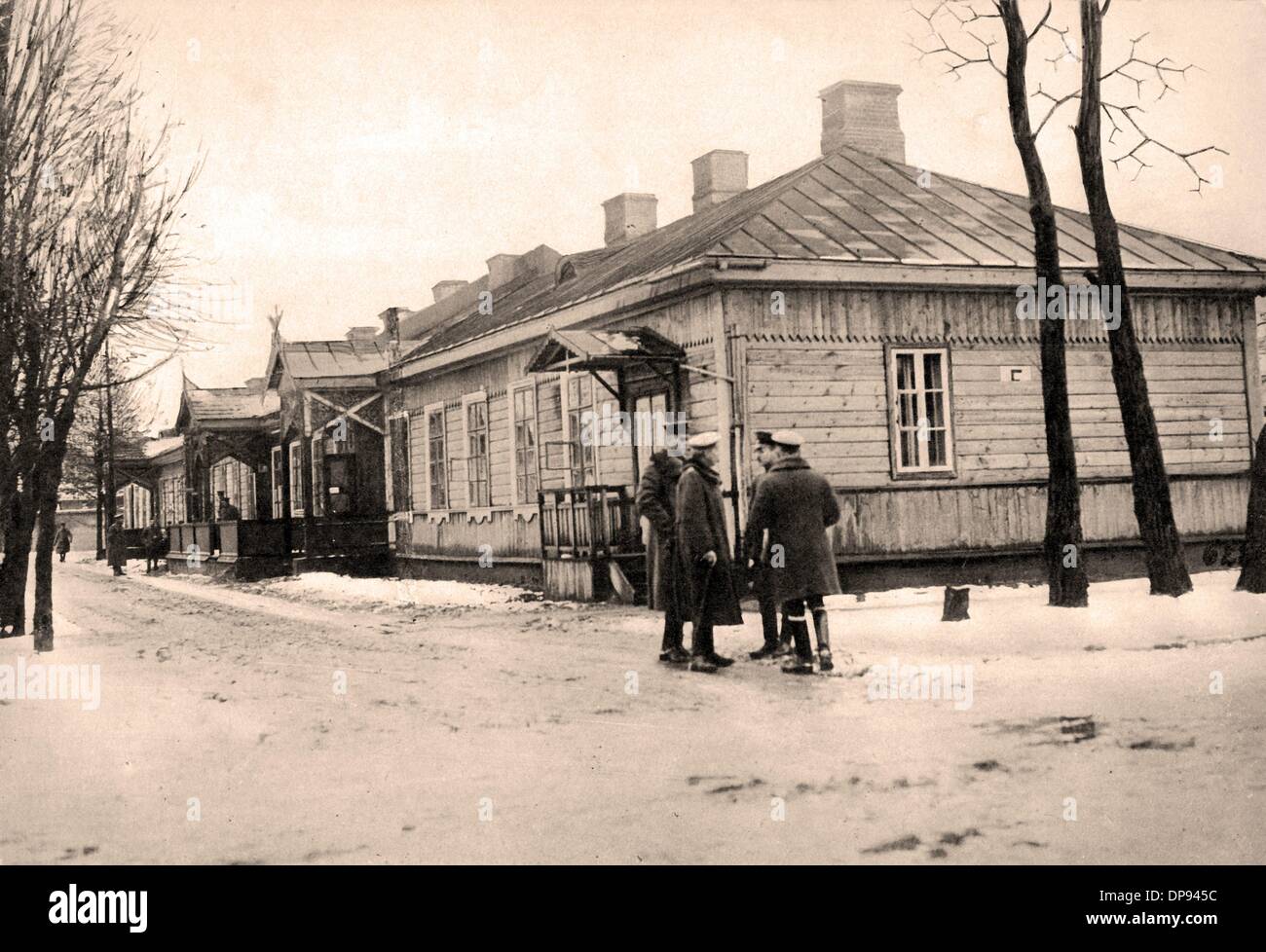 Blick auf das Gebäude, in dem die Friedensverhandlungen im Winter 1918 in Brest-Litovsk stattfanden. Während der Friedensverhandlungen wurde am 9. Februar 1918 ein exklusiver Protektoratvertrag der Zentralmächte mit der ukrainischen Volksrepublik unterzeichnet. Die Verhandlungen beendeten mit der Unterzeichnung des Friedensvertrags von Brest-Litovsk am 3. März 1918 zwischen den Zentralmächten und dem sowjetischen Russland. Fotoarchiv für Zeitgeschichte Stockfoto