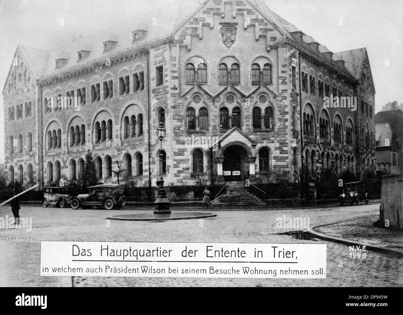 Hauptsitz der Triple Entente in Trier, Deutschland, um 1919. (Heute: Vermessungs- und Katasteramt Trier, Ecke Deworastrasse/Sichelstraße) Fotoarchiv für Zeitgeschichte Stockfoto