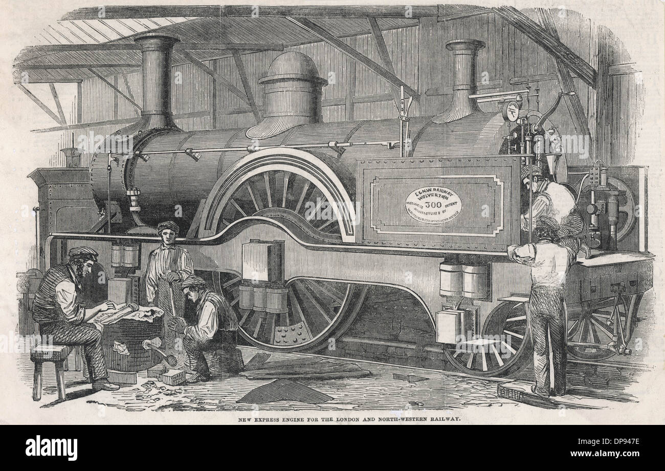 Dampfmaschine Herstellung in einer Eisenbahn-Fabrik Stockfoto