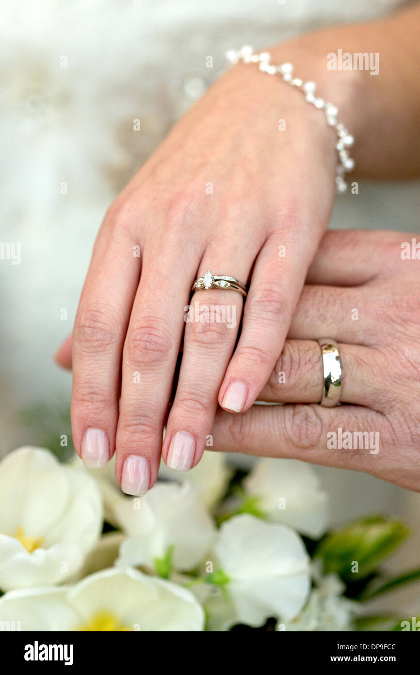 Hochzeit, paar, Union, Ringe, Hände, Tradition, Ehe Stockfoto