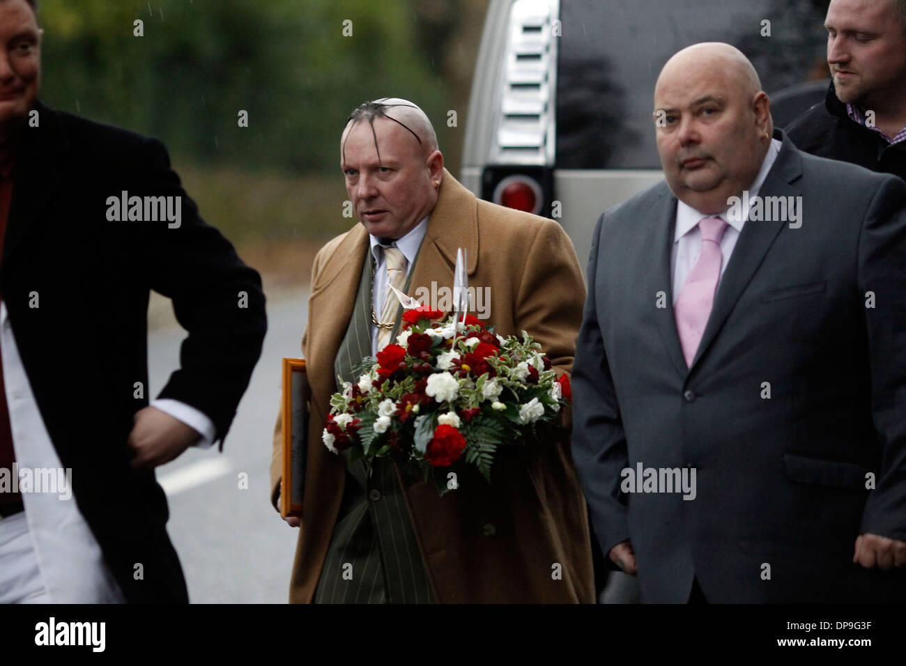 Ronnie Biggs Beerdigung am Golders Green Crematorium, Hoop Lane, London Großbritannien 3. Januar 2014 5 Stockfoto