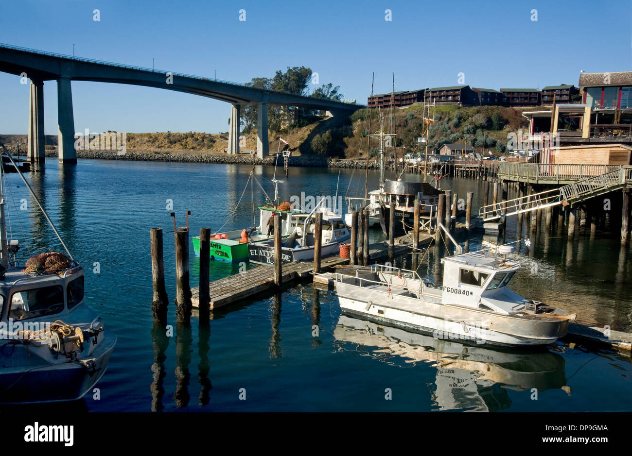 Bootshafen in Fort Bragg, Kalifornien Stockfoto