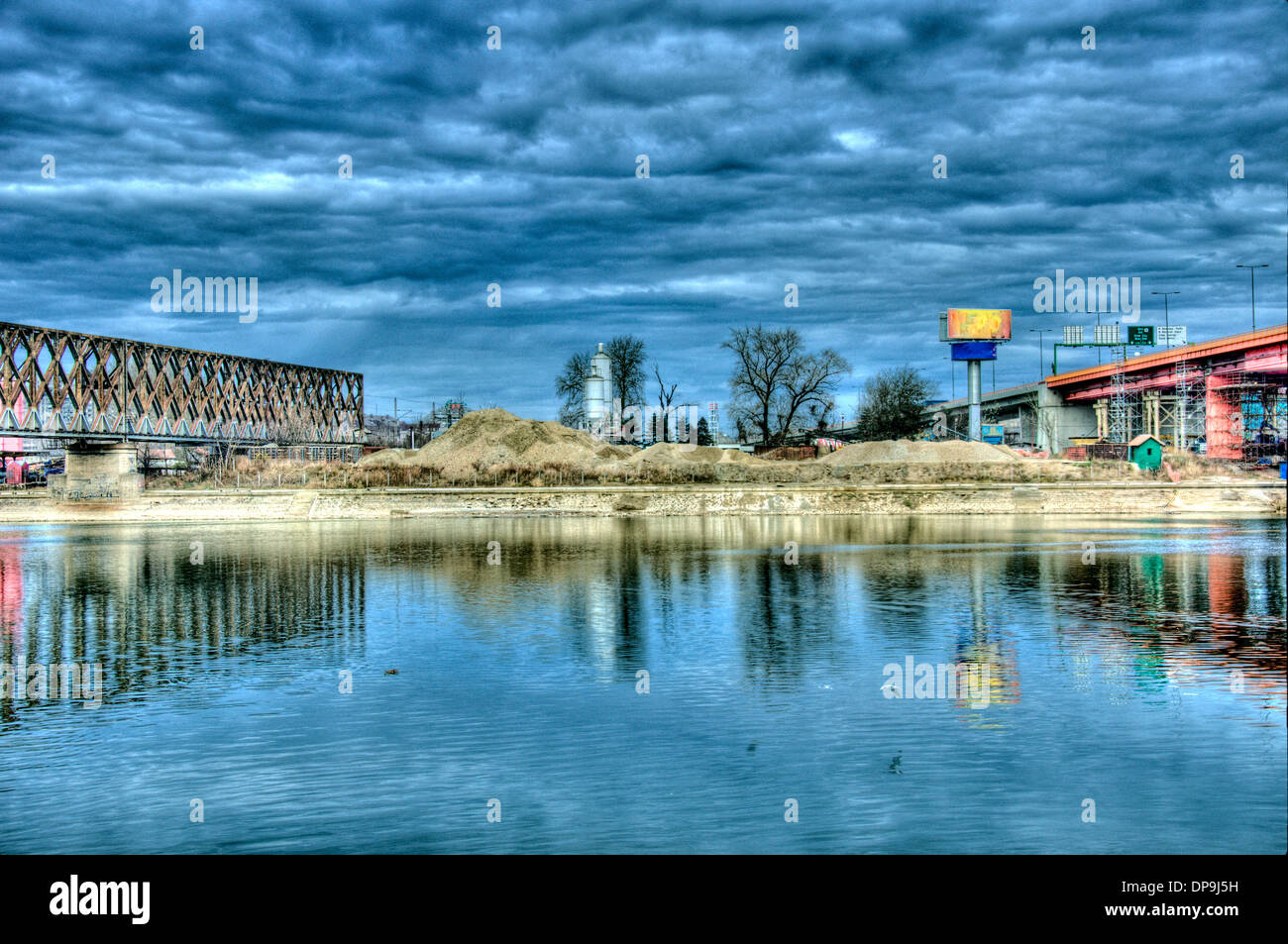 Blick auf Fluss Sava in Belgrad in HDR-Technik Stockfoto
