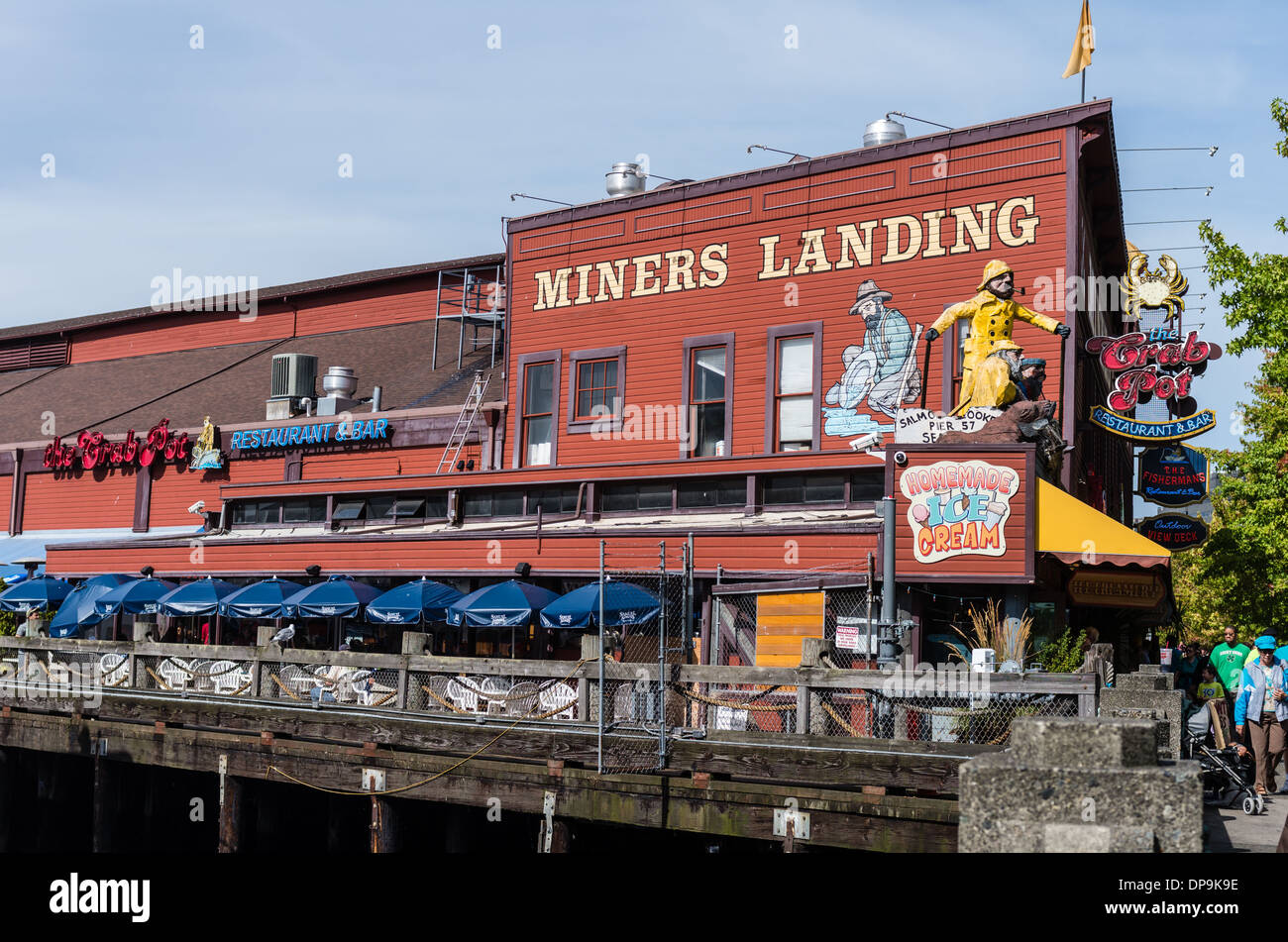 Bergleute Landing Restaurant und Bar befindet sich auf dem Pier, Hafen von Seattle.  Seattle, Washington Stockfoto