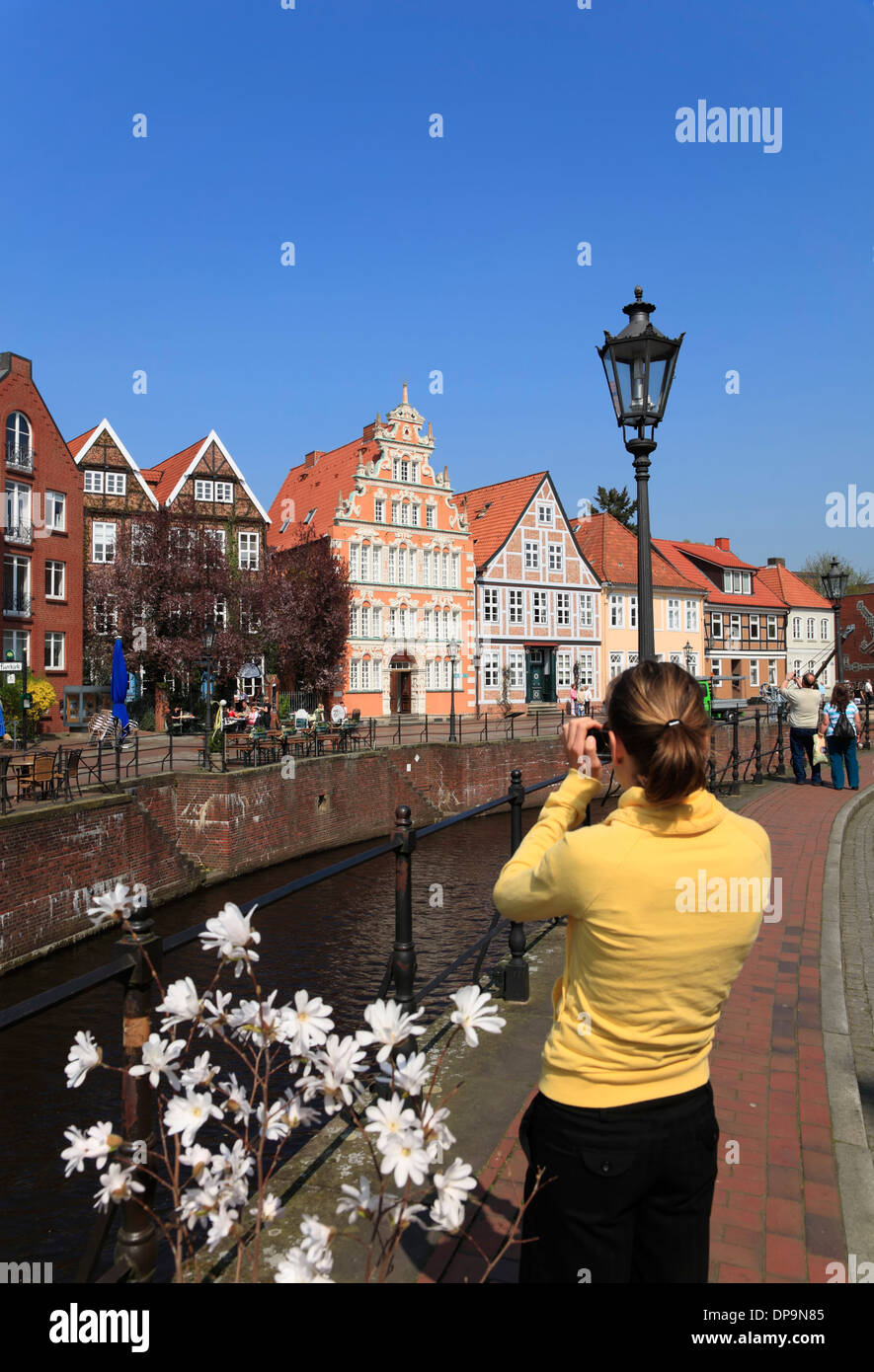 Alten Hafen in Stade, Altes Land, Niedersachsen, Deutschland, Europa Stockfoto