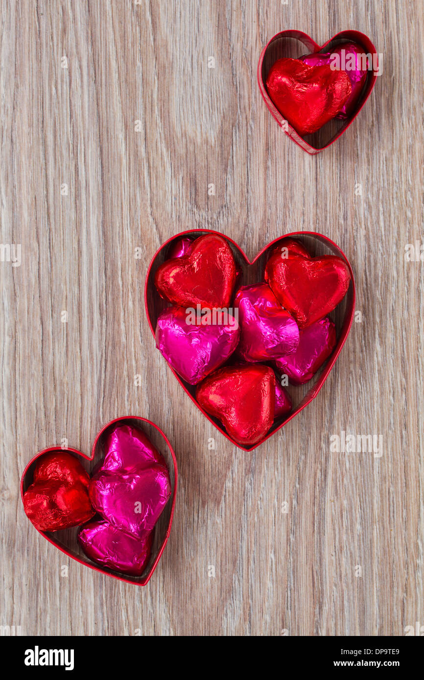 Satz von drei Herz-Bonbons Stockfoto