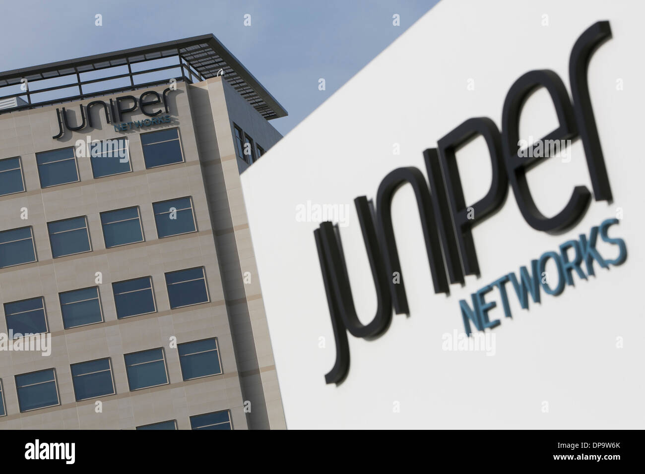 Der Hauptsitz von Juniper Networks in Sunnyvale, Kalifornien. Stockfoto