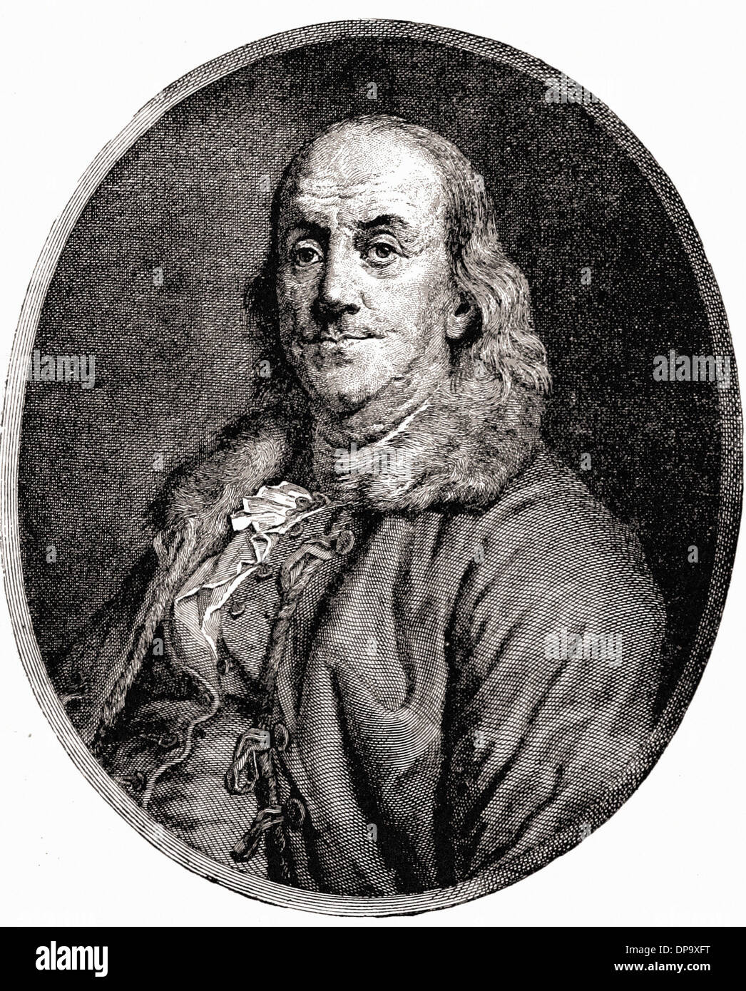 Portrait von Benjamin FRANKLIN - British Gravur XIX th Jahrhundert Stockfoto