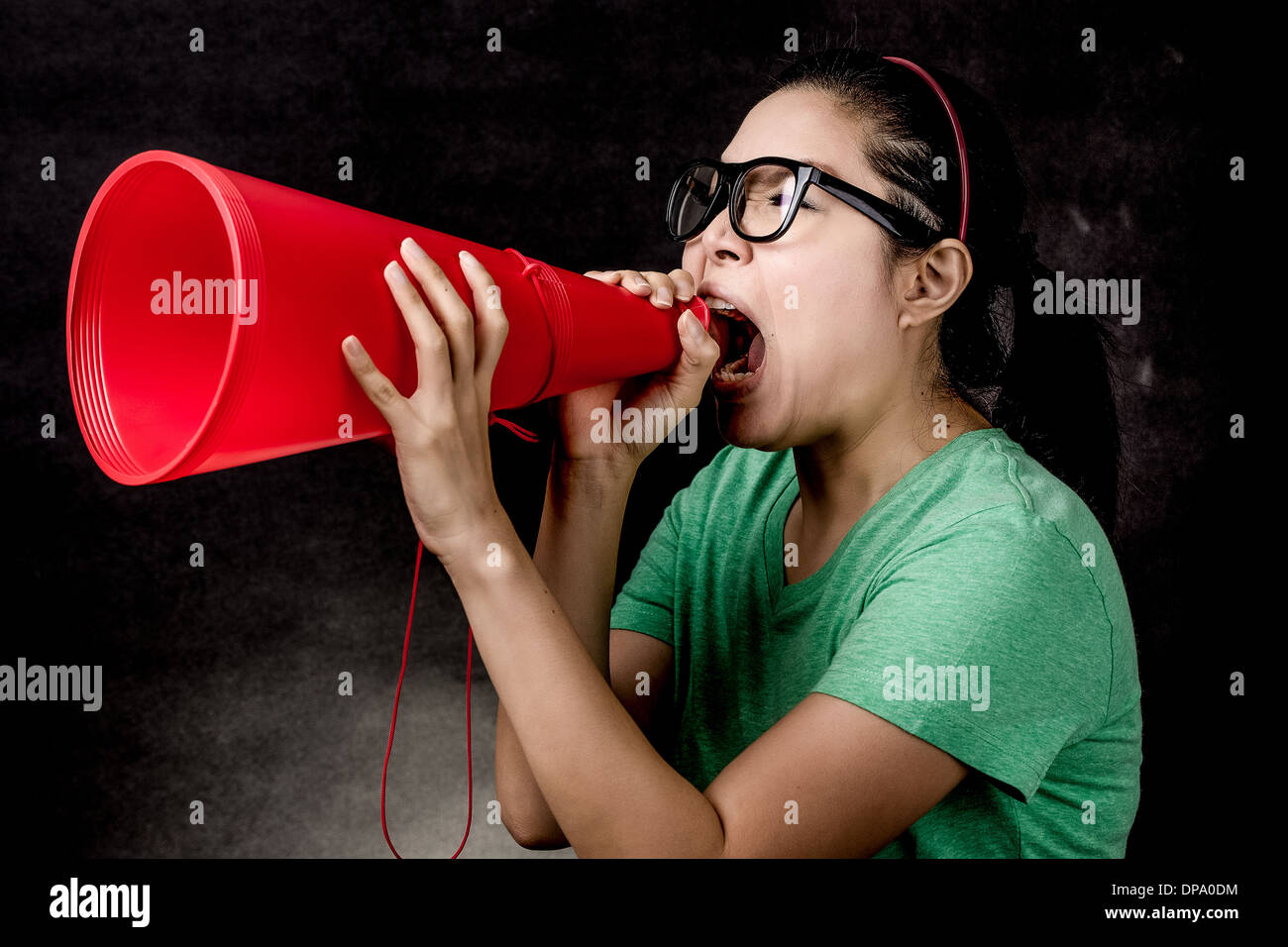 asiatische Frau schreien, Aufnahmen im studio Stockfoto