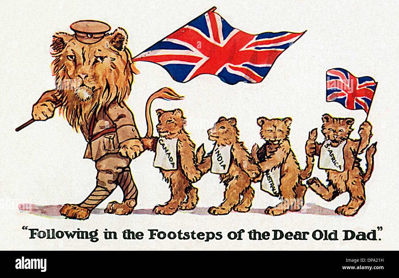 WWI - führt British Lion Cubs der kolonialen Gebiete Stockfoto
