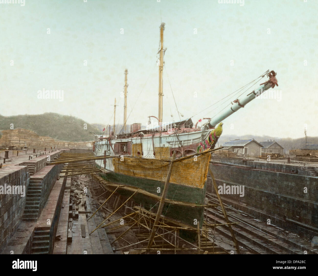 Das Schiff im Trockendock, Yokosuka Stockfoto