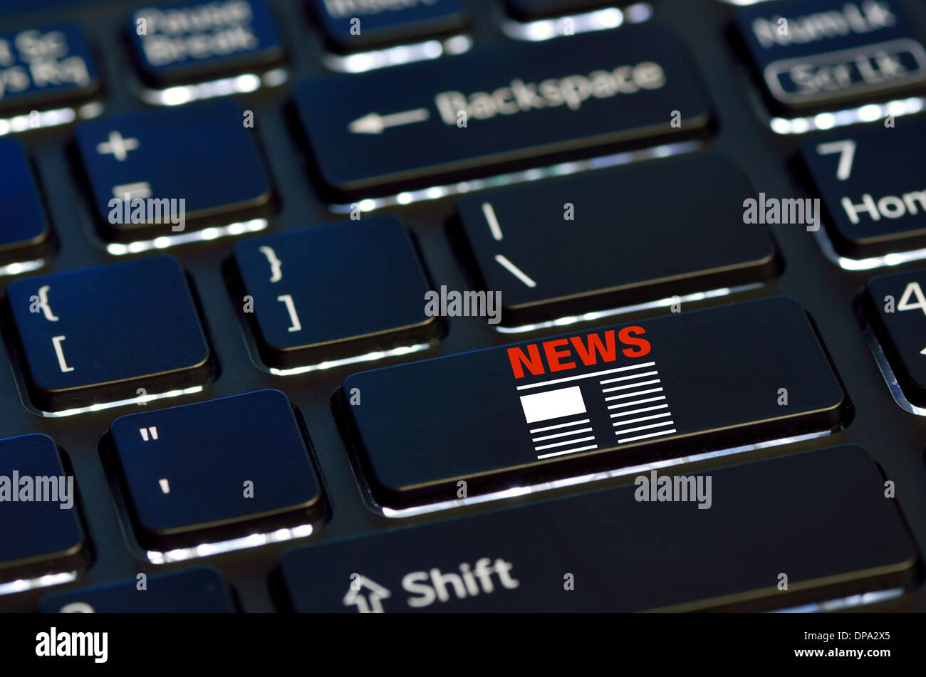 Konzept-Nachrichten-Symbol auf enter-Taste der Tastatur Stockfoto