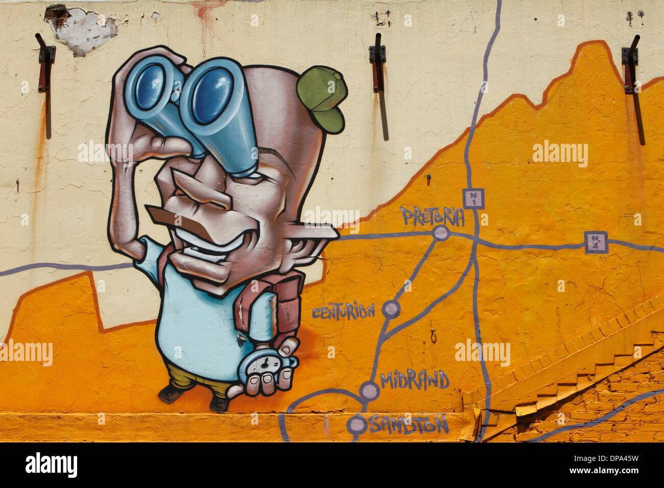 Wandbild von Guanteng in Newtown in zentralen Johannesburg in Südafrika. Stockfoto