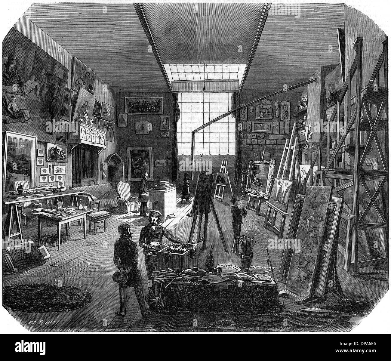 Eugene DELACROIX, französischer Künstler, in seinem Atelier Stockfoto
