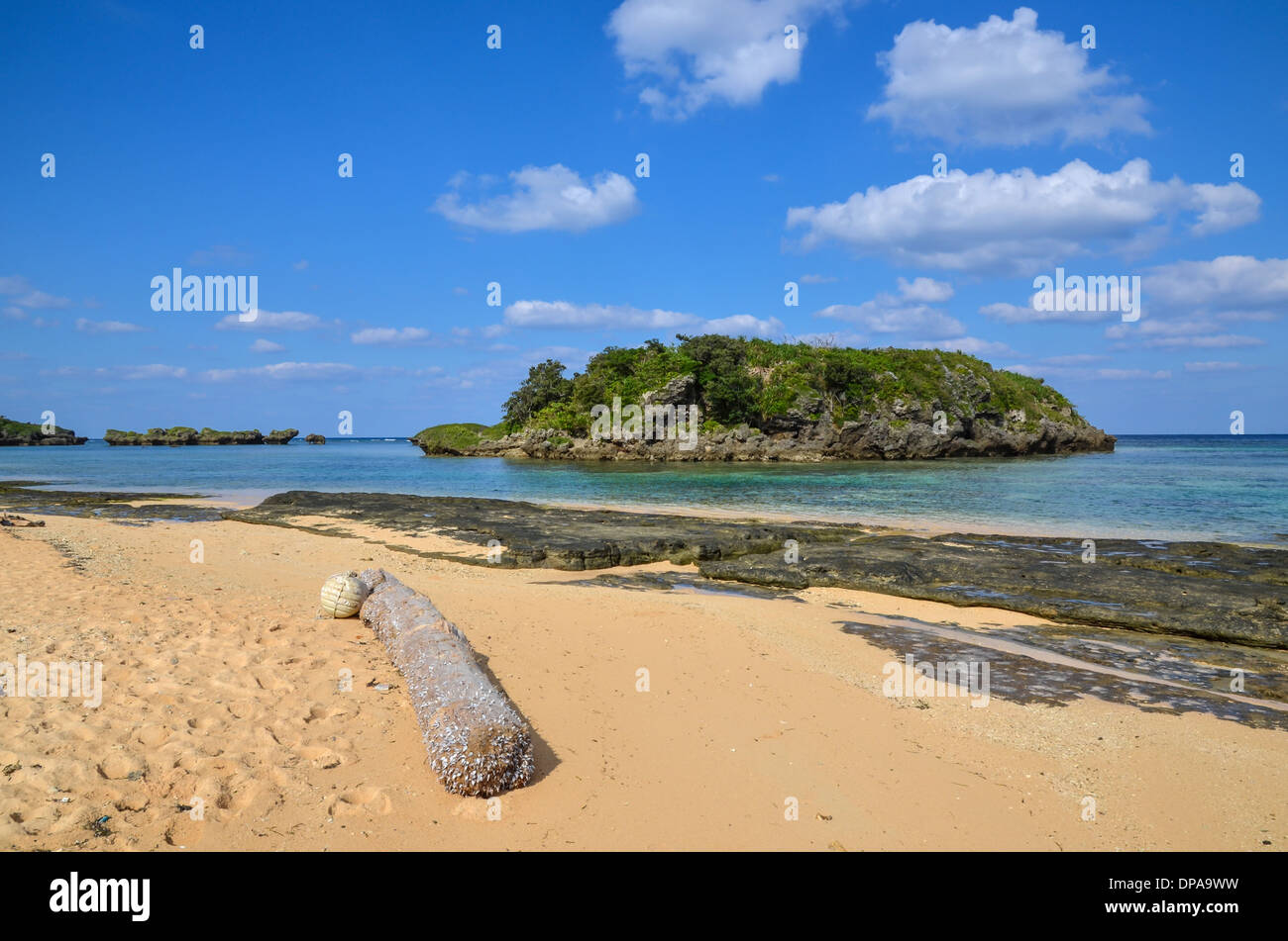 Tropische Küste auf der japanischen Insel Iriomote, eines der südlichsten Inseln der Yaeyama-Inseln Stockfoto