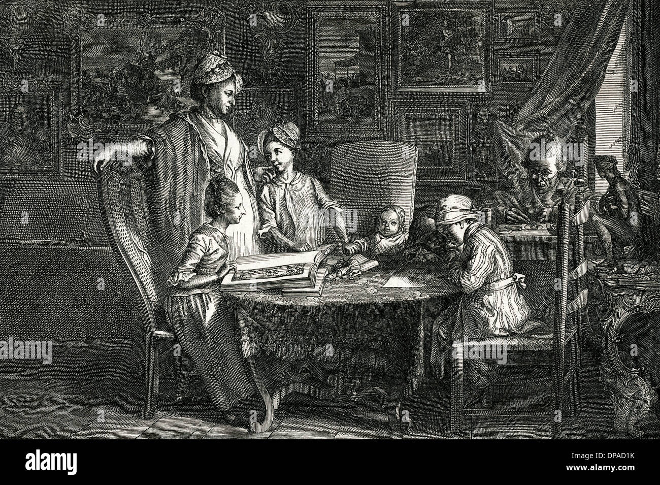 Daniel Chodowiecki Familie Stockfoto