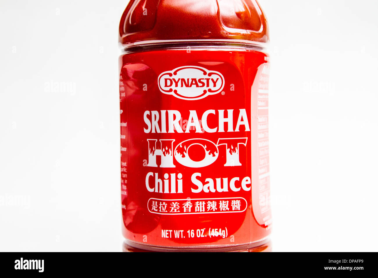 Eine Flasche Dyanasty Marke Sriracha hot Chili Sauce Januar 2014.  Einzelhändler wurden gezwungen zu anderen Marken zu drehen. Stockfoto