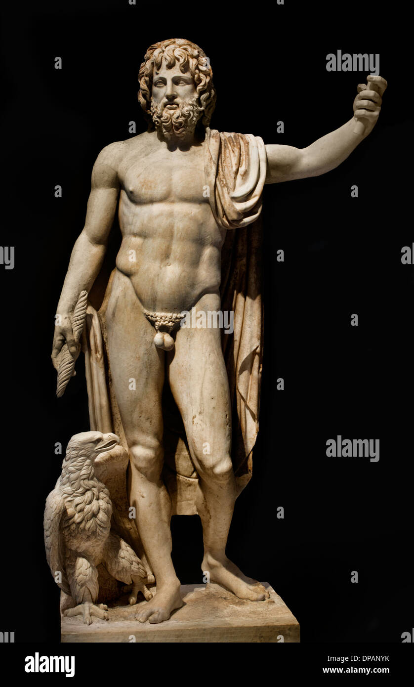 Jupiter-König der römischen Götter bringen Blitz und begleitet von Adler Rom Italien 150 n. Chr. Marmor Stockfoto