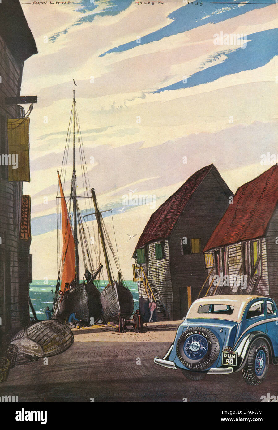 ANZEIGE/DUNLOP-REIFEN 1935 Stockfoto