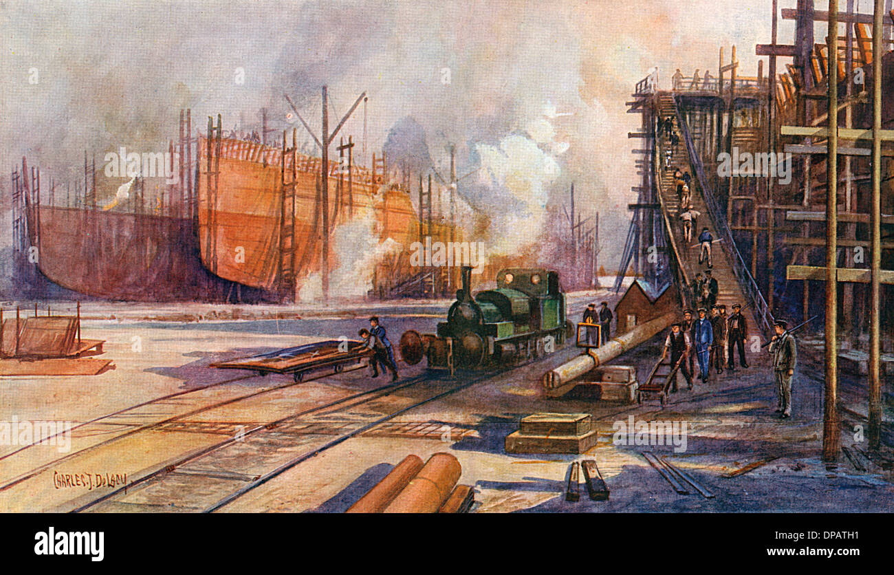 WW1 SHIPBUILDING YARD Stockfoto