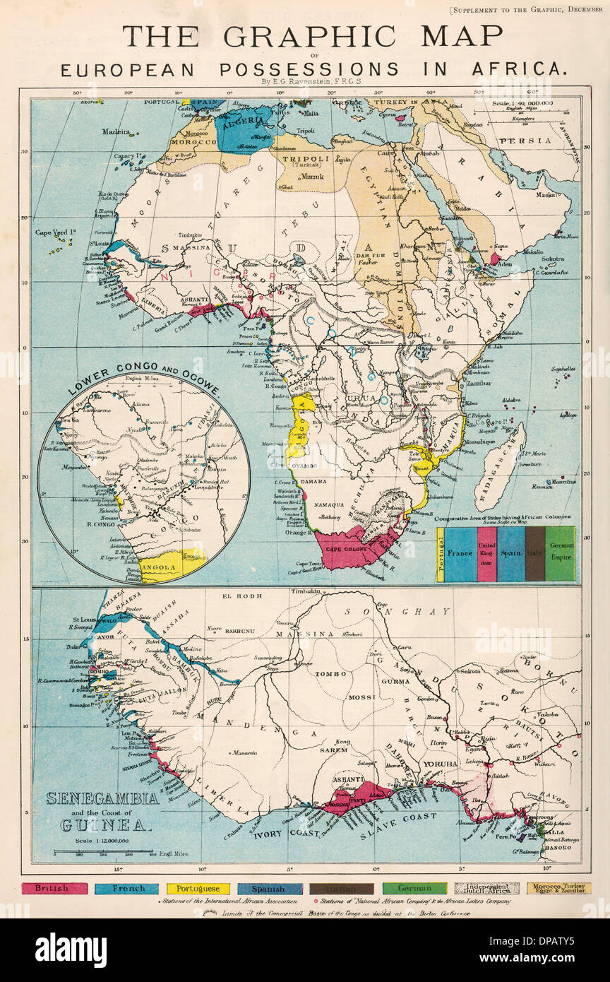 KARTE/AFRIKA 1884 Stockfoto