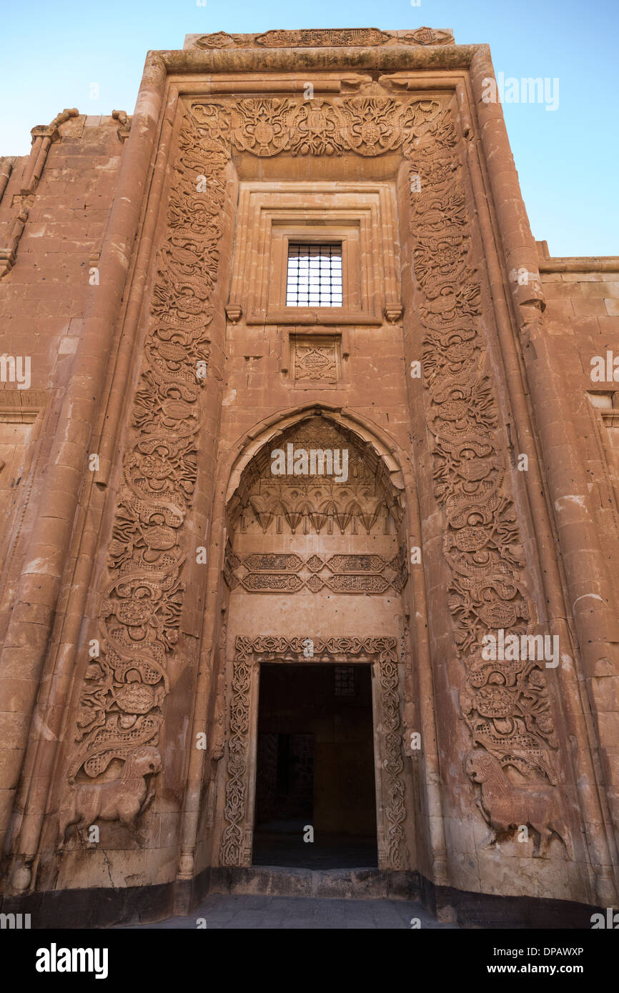 Detail der Eingang, Ishak Pascha Palast in der Nähe von Doğubayazıt, Türkei Stockfoto
