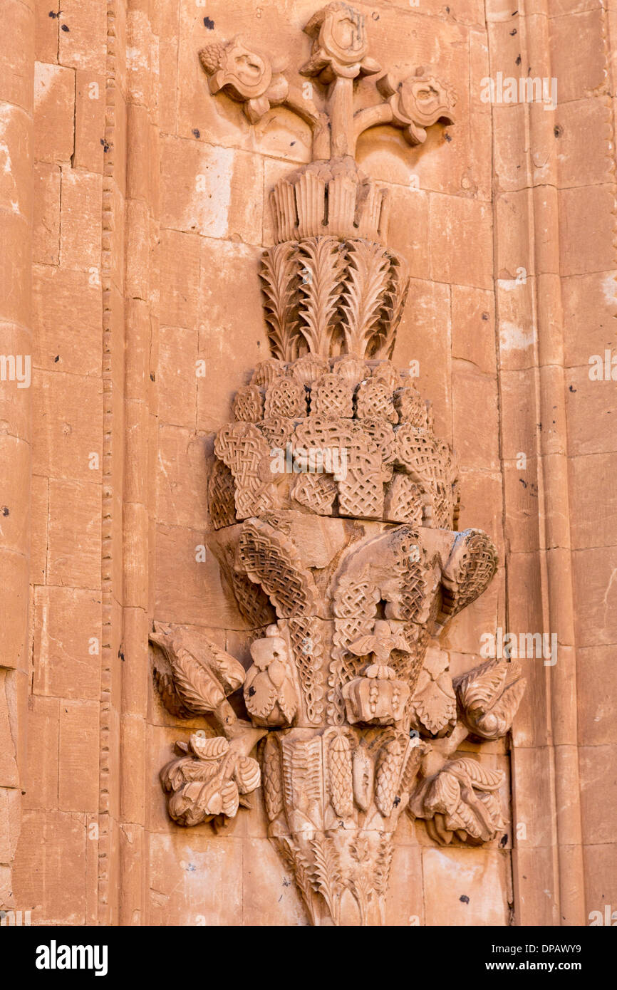 Detail des Mauerwerks, Ishak Pascha Palast in der Nähe von Doğubayazıt, Türkei Stockfoto