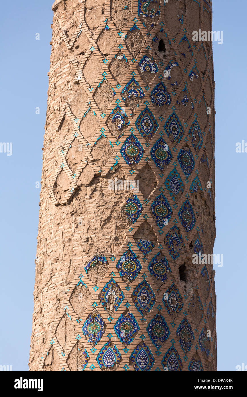 Detail vom Minarett der Madrasa Gawhar Shad, Herat, Afghanistan Stockfoto