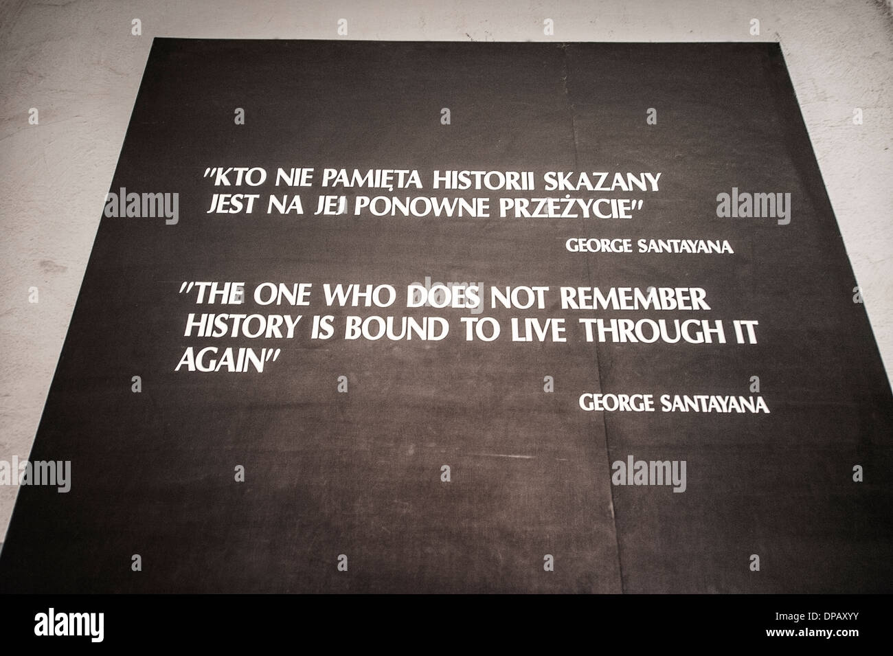 Melden Sie sich über das erinnern an Auschwitz Konzentration Lager, Oswiecim, Polen, Europa Stockfoto