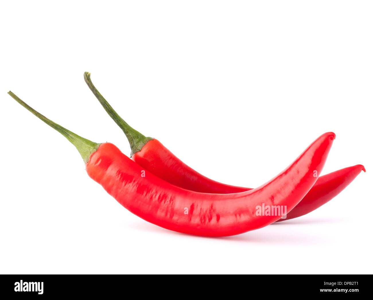 Scharfe rote Chili oder Cayennepfeffer isoliert auf weißem Hintergrund Ausschnitt Stockfoto