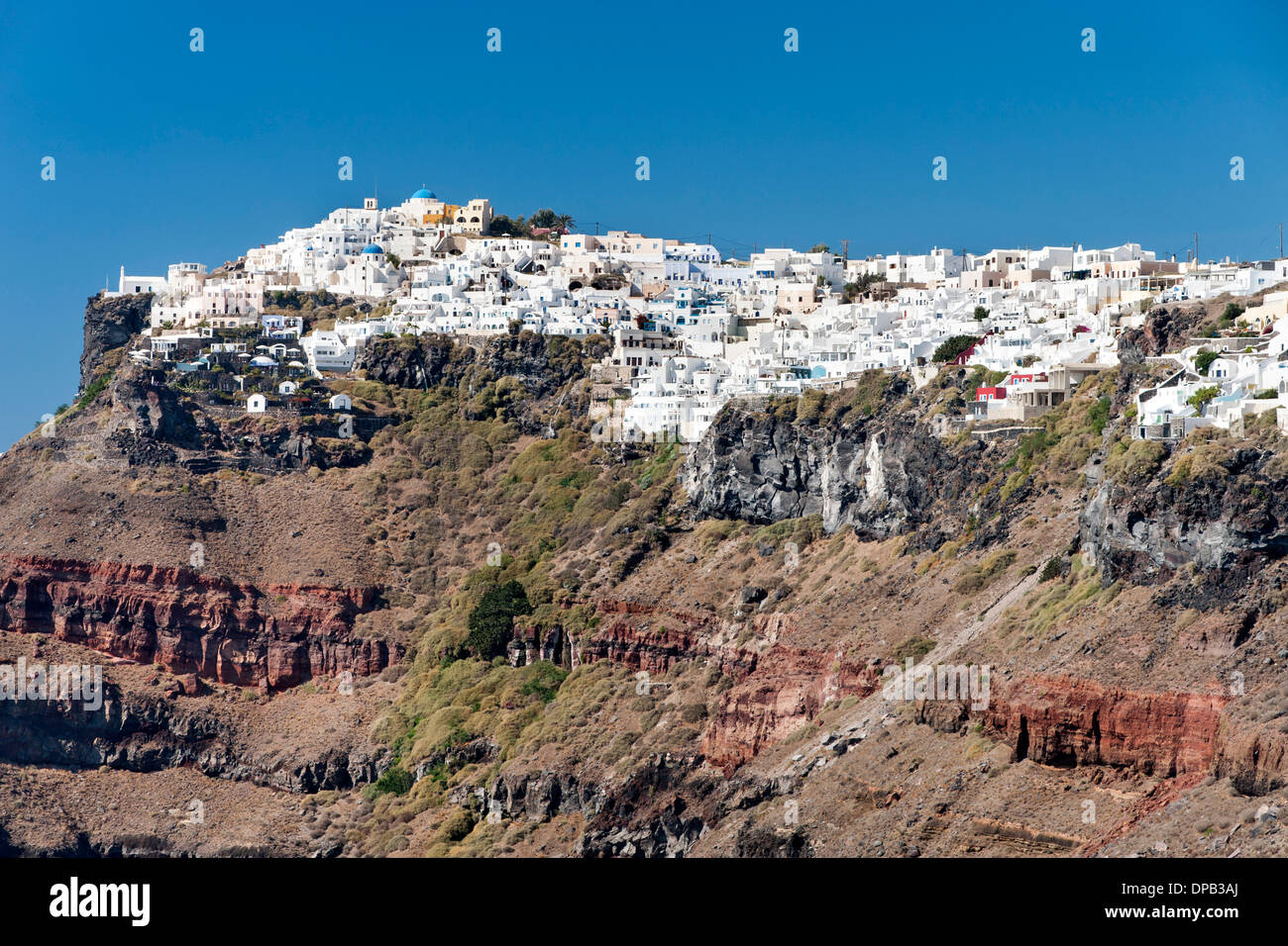 Häuser von Imerovigli auf der griechischen Insel Santorin. Stockfoto