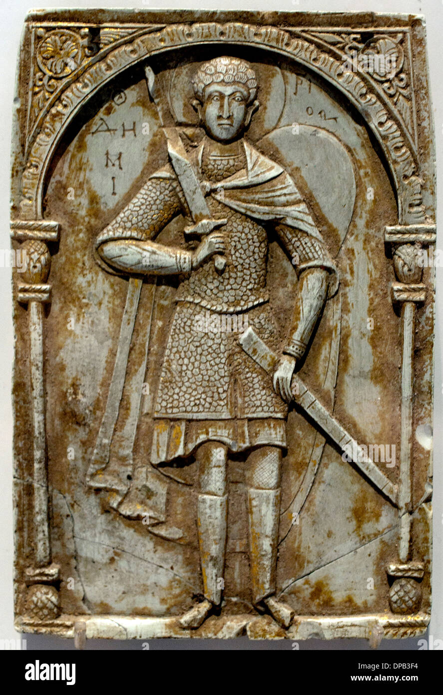 Lcône - Symbol St. Demetrios Constantinople (jetzt Istanbul Türkei) 1000-1050 Speckstein Stockfoto