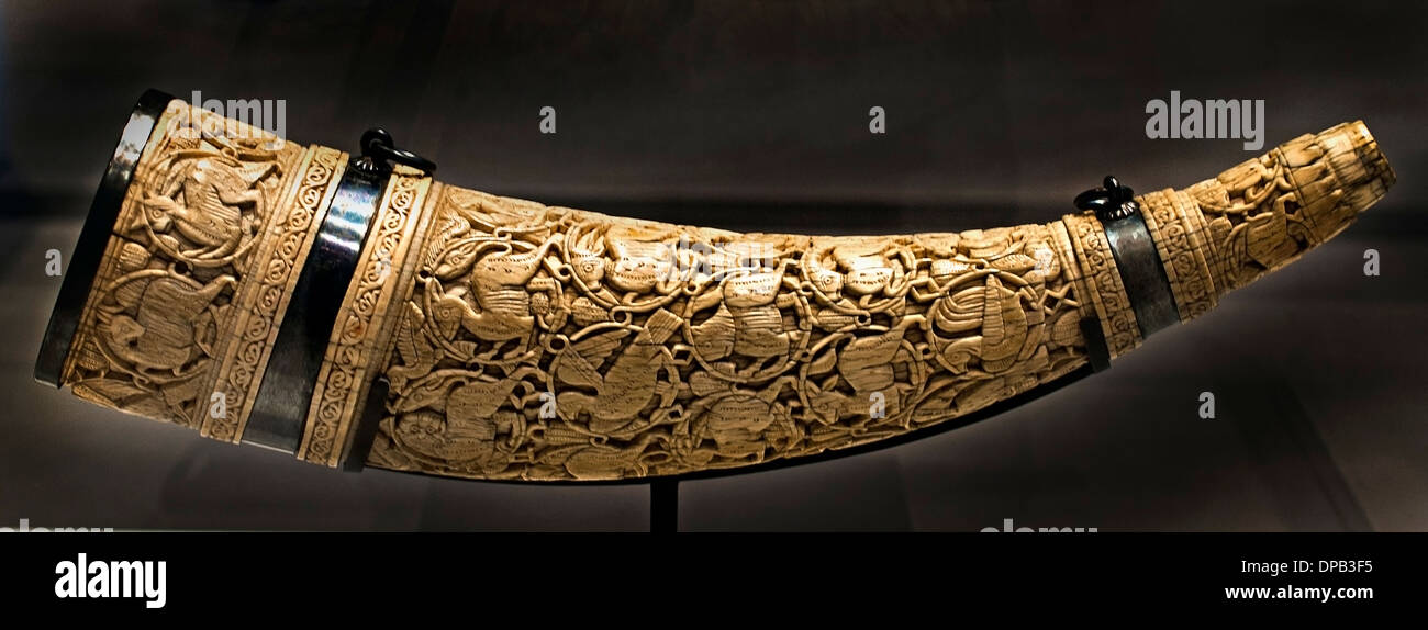 Horn oder Krieg (Oliphant) nach Süditalien von 1080 bis 1090 Elfenbein Stockfoto