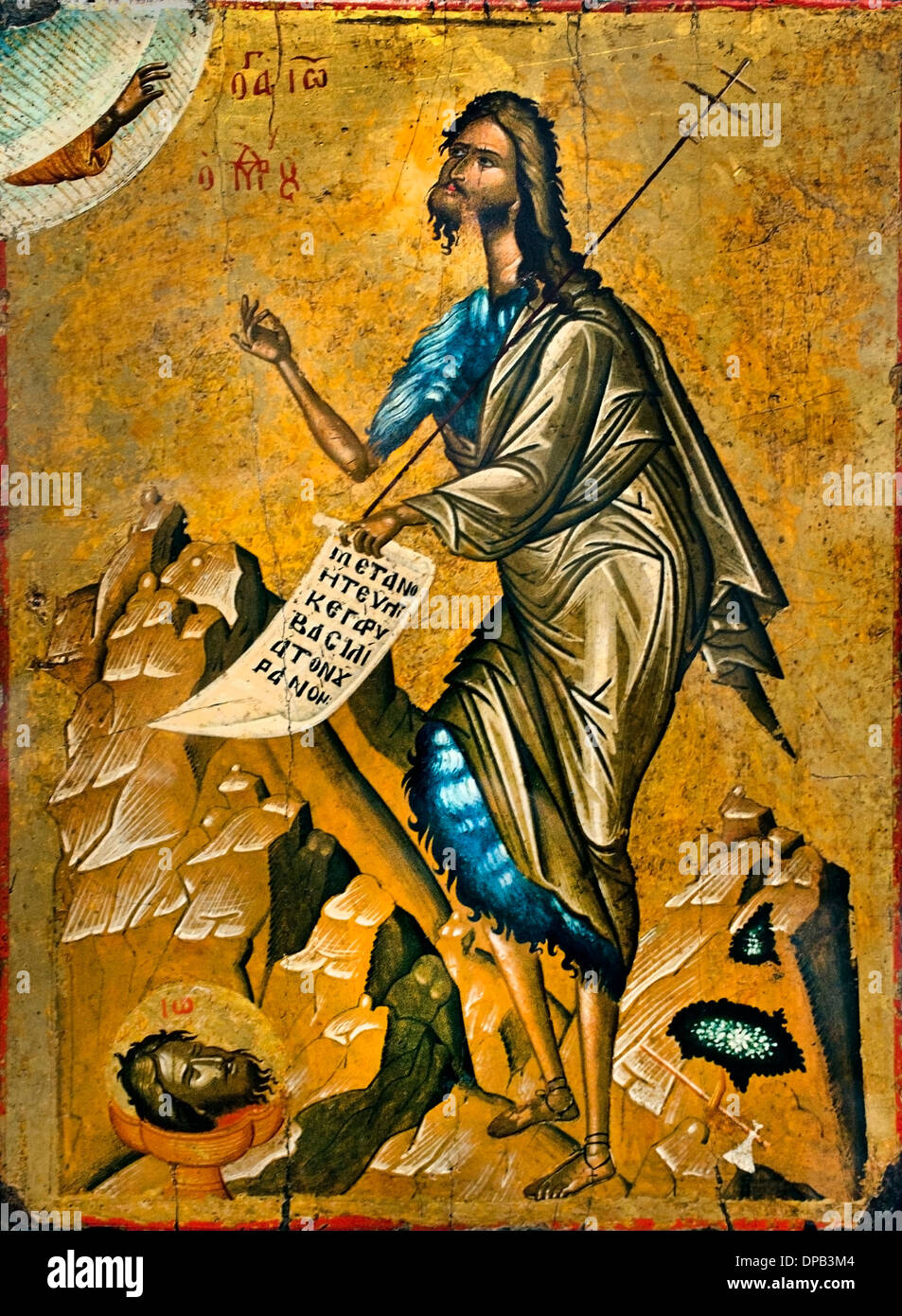 Saint Jean Baptiste Kreta Griechenland heute in 1500 griechische Ikone Stockfoto