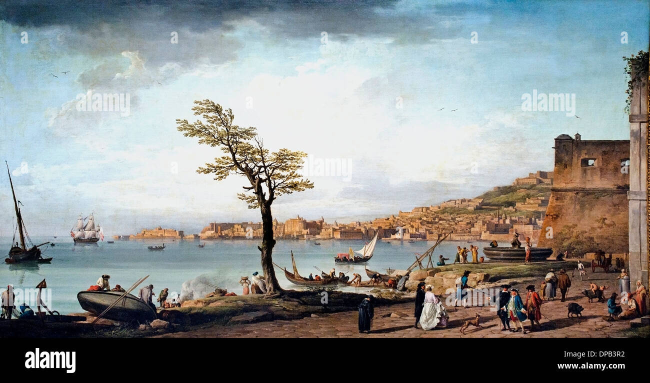 Blick auf den Golf von Neapel oder Vue du golfe de Neapel, gemalt von dem berühmten französischen Meereskünstler Claude-Joseph Vernet im Jahr 1748, Louvre Museum Stockfoto