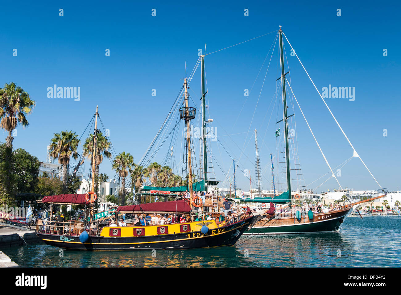 Boote in der Marina auf der griechischen Insel Kos. Stockfoto
