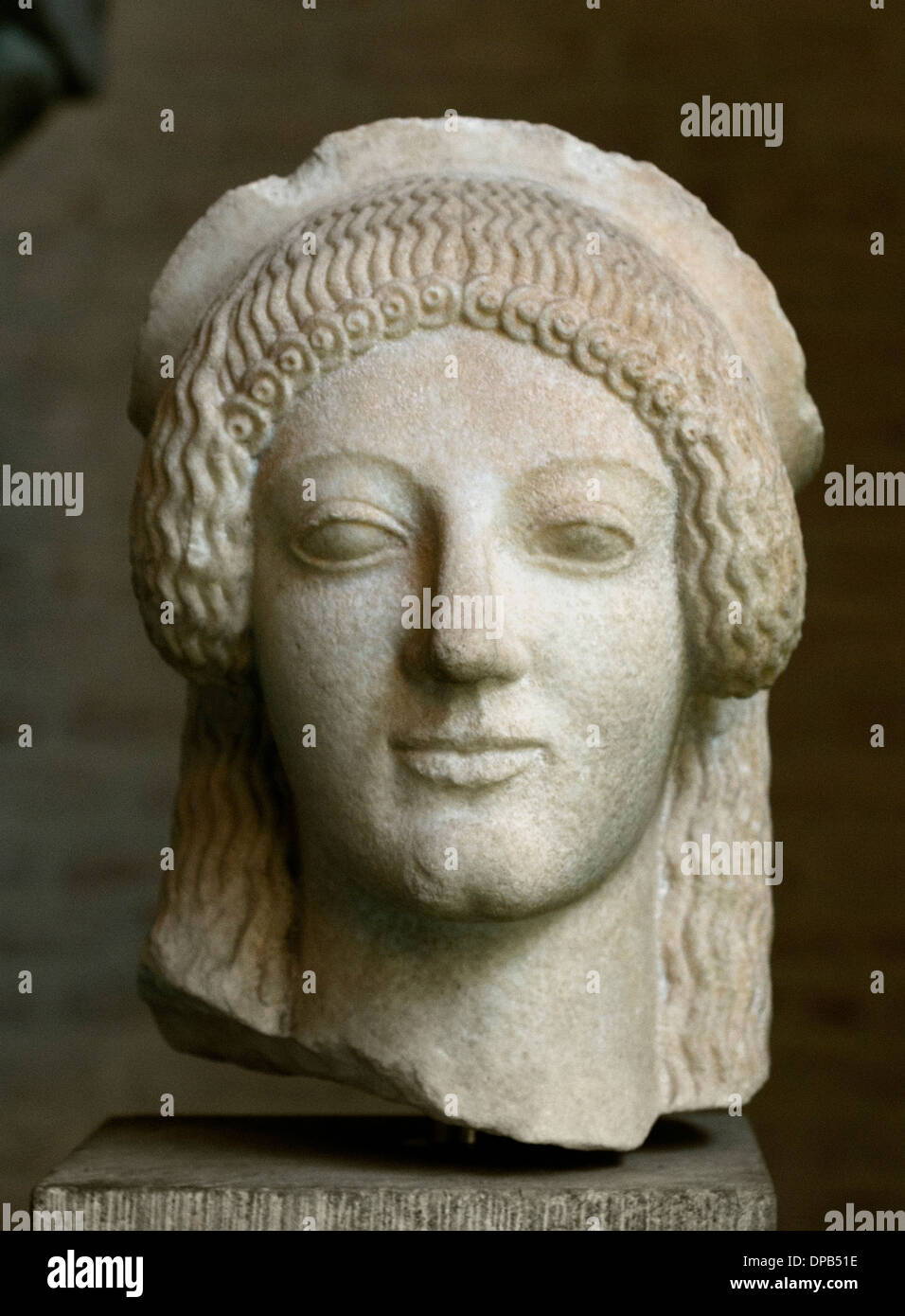 Kopf einer Sphinx vom Dach des Tempels des Aphaiatempels 500 v. Chr. Griechisch Griechenland Stockfoto