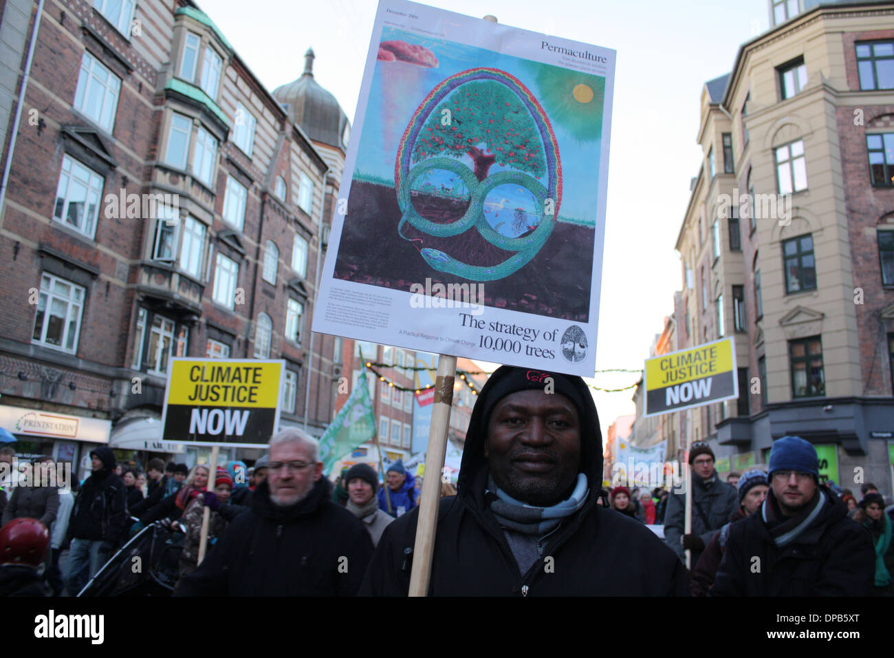 Demonstration gegen die Umwelt und Ökologie Gipfel von Kopenhagen, Dezember 2009. Stockfoto