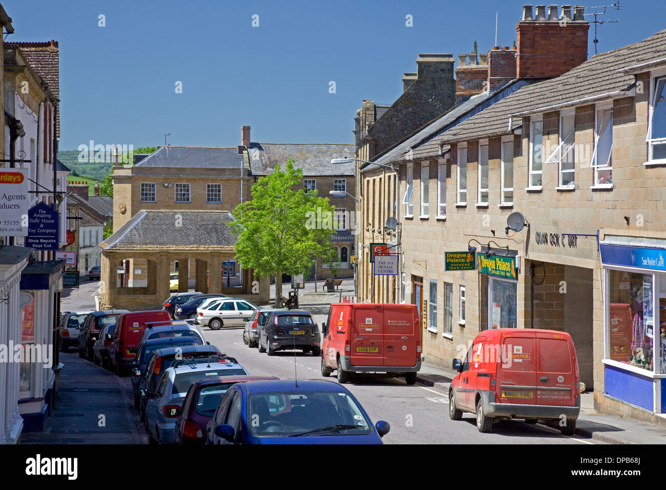 Stadtzentrum und dem alten Markt Haus, Ilminster, Somerset Stockfoto