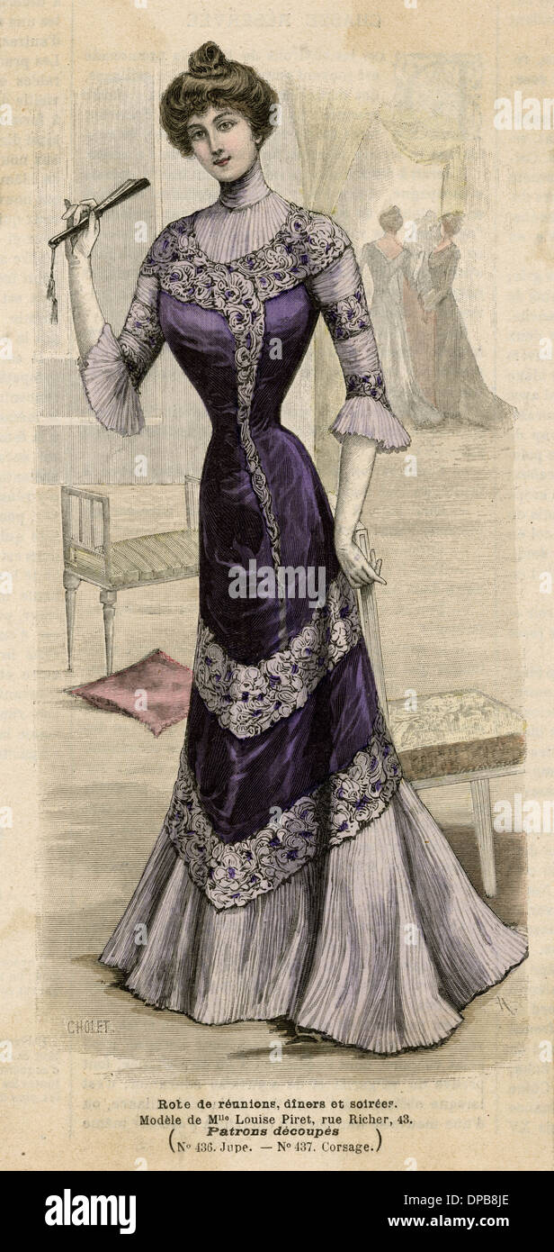 Lila Kleid 1899 Stockfoto