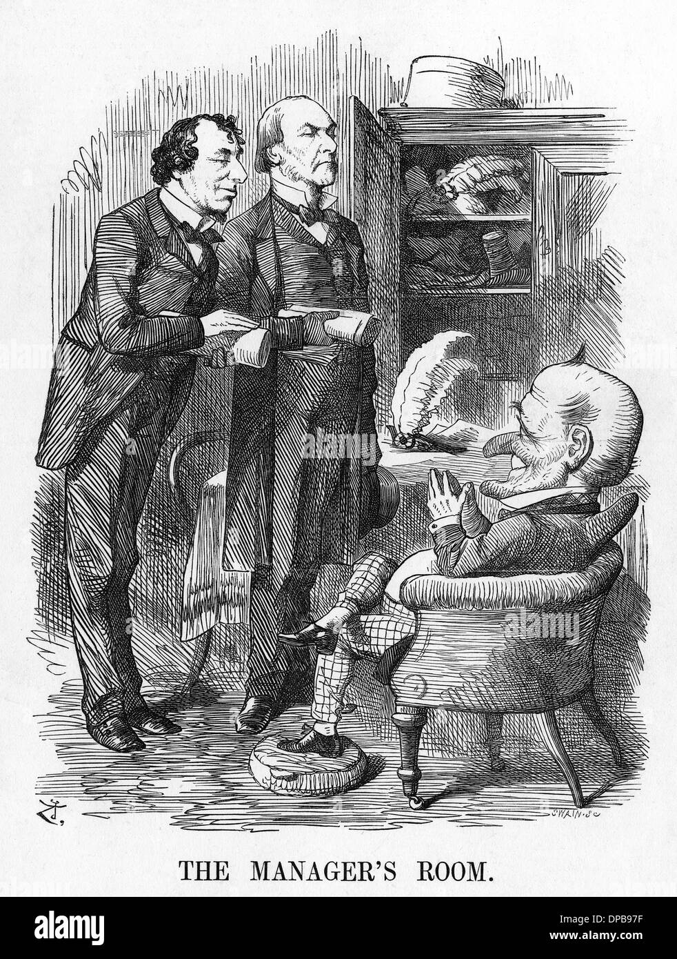 Zeichentrickfilm, Managerzimmer (Disraeli und Gladstone) Stockfoto