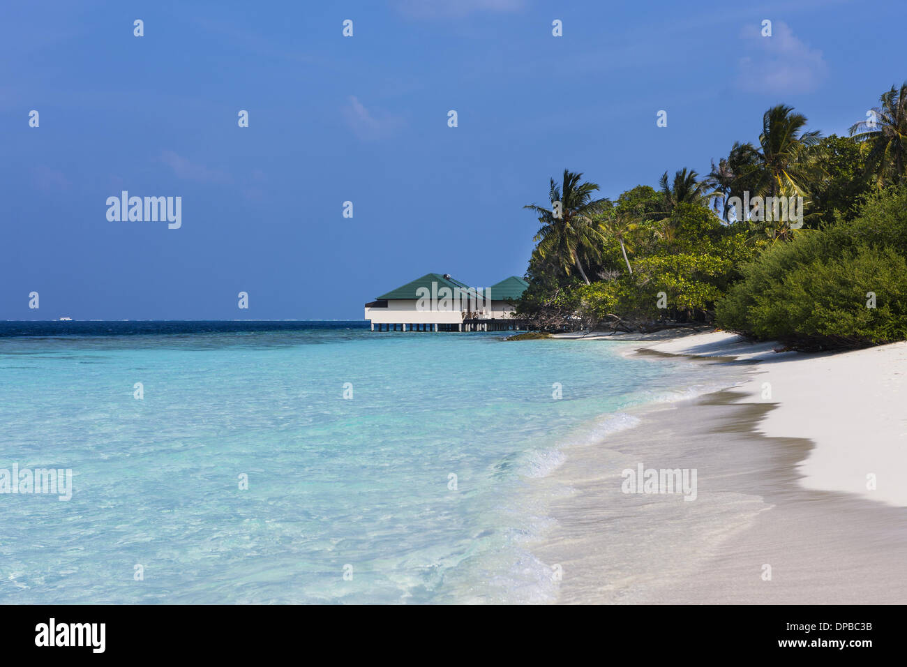 Malediven, Süd-Male-Atoll, Embudu, Wasser-bungalow Stockfoto