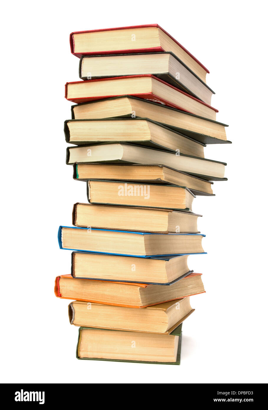 Buch-Stack isoliert auf weißem Hintergrund Stockfoto