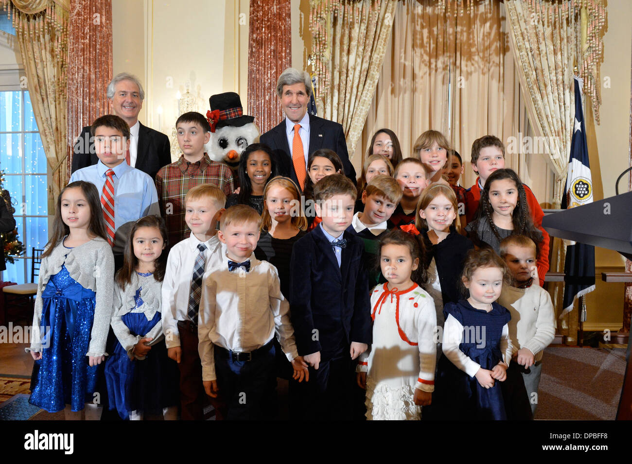 Secretary Kerry Gastgeber der unbegleitete Tour Familien-Urlaub-Rezeption Stockfoto