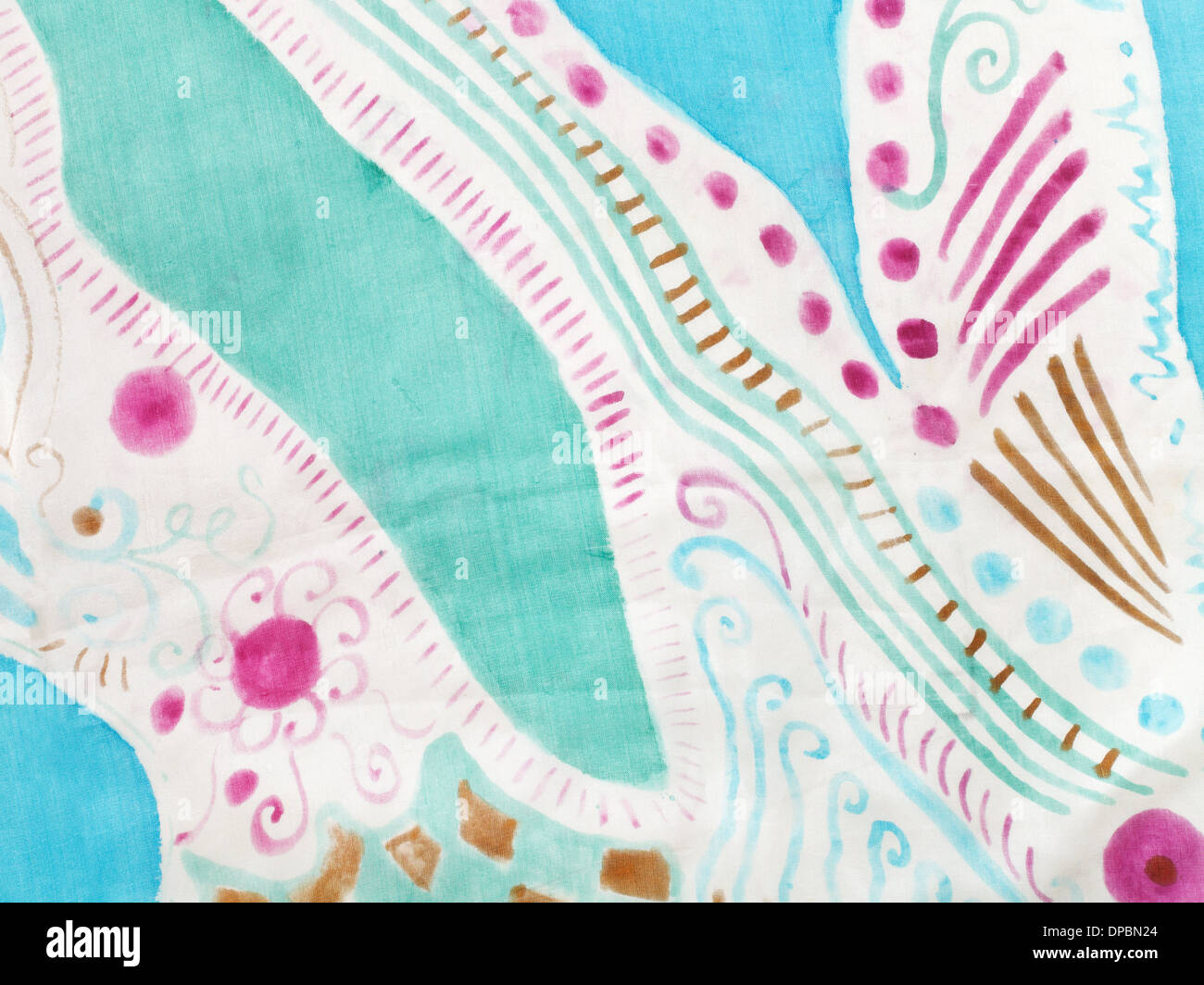 abstrakte Malerei Muster bemalte Seide Batik auf handgemachte Schal Stockfoto
